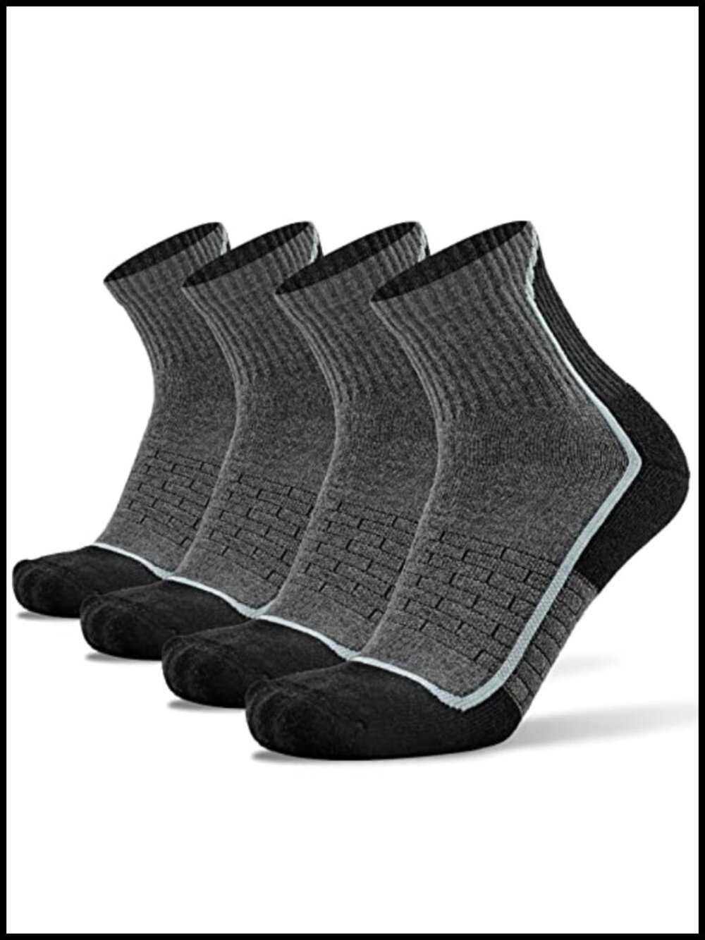 Merino Wool Blend Quarter Running Hiking Socks Seamless Toe Cushioned